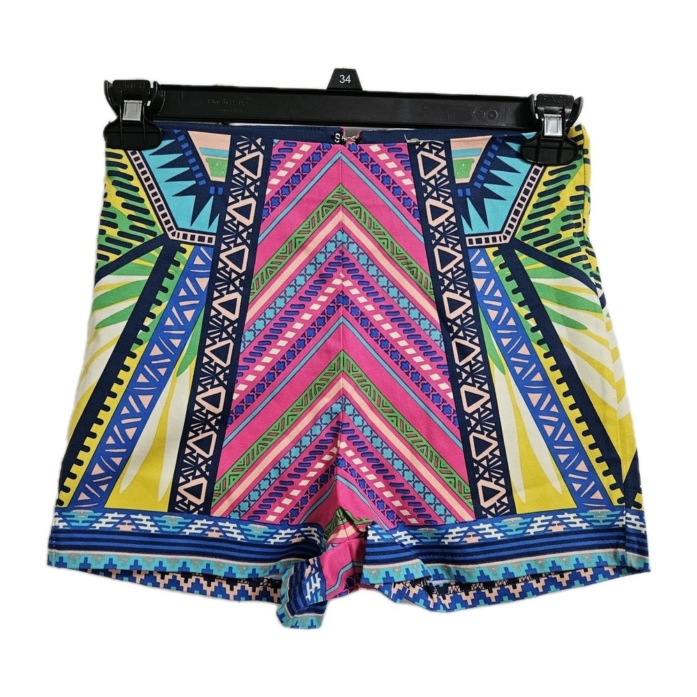 Flying Tomato Shorts Women Small Multi Color Geometric Tribal High Waist Hippie